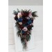 Wedding Bouquets in Burgundy, Navy Blue, Gold & Pink | Cascading Faux Bridal & Bridesmaid Bouquets with Peacock Feathers