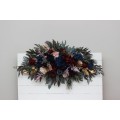Flower Arch Arrangement in Burgundy, Navy Blue, Gold & Pink | Faux Floral Archway for Wedding