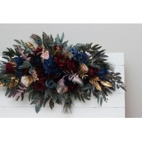  Flower arch arrangement in burgundy navy blue gold pink   colors.  Arbor flowers. Floral archway. Faux flowers for wedding arch. 5221