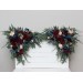 Set of 2 Flower Arch Arrangements in Burgundy, Navy Blue & Blush Pink | Faux Floral Archway for Wedding