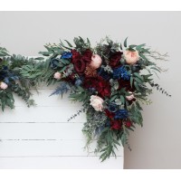  Set of 2 arrangements. Flower arch arrangement in burgundy navy blue blush pink colors.  Arbor flowers. Floral archway. Faux flowers for wedding arch. 5022