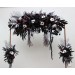 Flower Arch Arrangement in Deep Purple, Black, Silver & White | Faux Floral Archway for Wedding