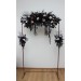 Flower Arch Arrangement in Deep Purple, Black, Silver & White | Faux Floral Archway for Wedding