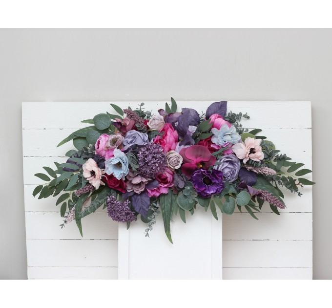 Flower Arch Arrangement in Jewel-Tone Colors | Faux Floral Archway for Wedding