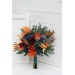 Dark teal rust gold bouquet. Navy blue orange flowers. Bridal bouquet.  Faux bouquet. Bridesmaid bouquet. 5208