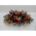 Flower Arch Arrangement in Teal, Rust, Gold, Plum & Mustard | Faux Floral Archway for Jewel-Tone Wedding