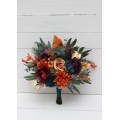 Wedding Bouquets in Teal, Rust, Gold, Plum & Mustard | Cascading Faux Bridal & Bridesmaid Bouquets