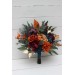 Wedding Bouquets in Teal, Rust, Gold, Plum & Mustard | Cascading Faux Bridal & Bridesmaid Bouquets