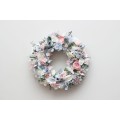 Flower wreath. Wall decor. Wedding decor. All season wreath. Home decor. Lantern flowers. Blush pink  and dusty blue wreath. 5131-2
