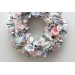 Flower wreath. Wall decor. Wedding decor. All season wreath. Home decor. Lantern flowers. Blush pink  and dusty blue wreath. 5131-2