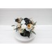 White black gold centerpiece. Table decor. Wedding flowers in box. 5065