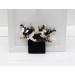 Pocket Boutonniere in White, Black & Gold | Faux Flower Accessories