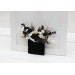 Pocket Boutonniere in White, Black & Gold | Faux Flower Accessories