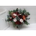 Wedding Bouquets in Rust, Blush Pink & Burgundy | Cascading Faux Bridal & Bridesmaid Bouquets