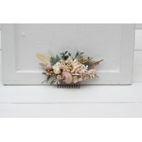 Flower comb in blush pink beige cream color scheme. Wedding accessories for hair. Bridal flower comb. Bridesmaid floral comb. 5132