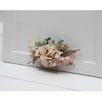 Flower comb in blush pink beige cream color scheme. Wedding accessories for hair. Bridal flower comb. Bridesmaid floral comb. 5132