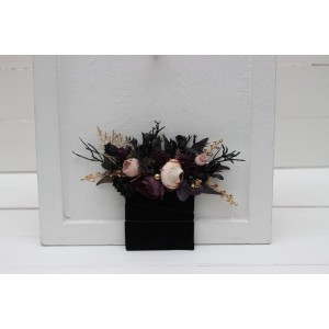 Pocket boutonniere in deep purple black gold beige color scheme. Flower accessories. 5194