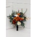 Bridesmaid & Small Bridal Bouquet in Burnt Orange, Ivory & Navy Blue | Faux Boho Fall Wedding Flowers