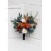 Bridesmaid & Small Bridal Bouquet in Burnt Orange, Ivory & Navy Blue | Faux Boho Fall Wedding Flowers