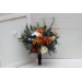 Bridesmaid & Small Bridal Bouquet in Burnt Orange, Ivory & Navy Blue | Faux Boho Fall Wedding Flowers
