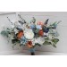 Spring & Summer Wedding Bouquets in White, Terracotta & Dusty Blue | Faux Bridal & Bridesmaid Cascading Bouquets