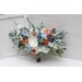 Spring & Summer Wedding Bouquets in White, Terracotta & Dusty Blue | Faux Bridal & Bridesmaid Cascading Bouquets