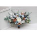 Spring & Summer Wedding Bouquets in White, Terracotta & Dusty Blue | Faux Bridal & Bridesmaid Cascading Bouquets