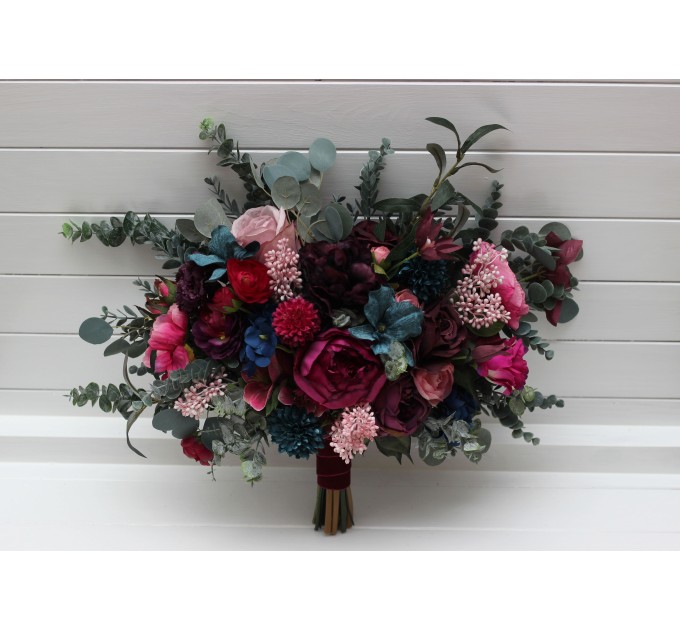 Jewel-Tone Wedding Bouquets in Emerald Green, Purple, Magenta & Teal | Faux Bridal & Bridesmaid Bouquets
