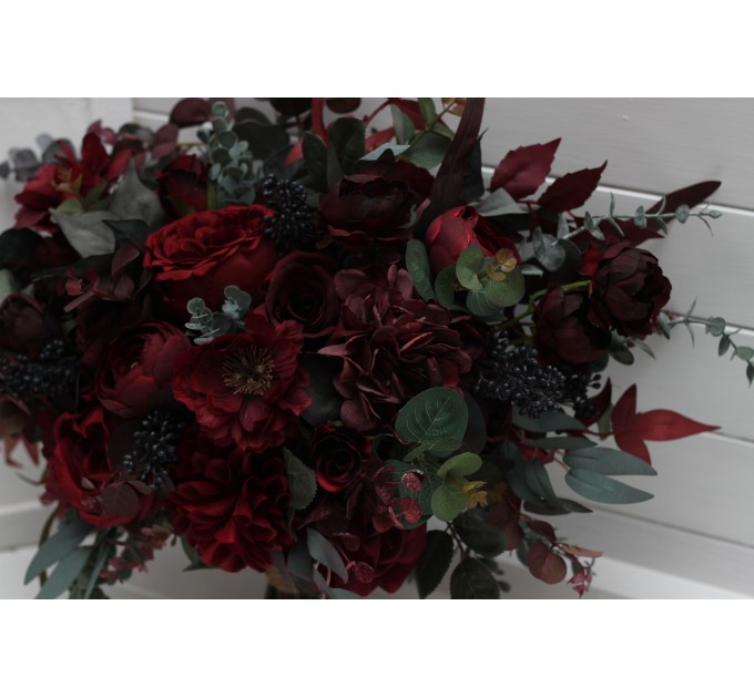 Wedding Bouquets in Burgundy – Classic & Cascading Artificial Bridal Bouquets