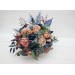 Wedding Bouquets in Navy Blue & Dusty Rose | Cascading Faux Bridal & Bridesmaid Bouquets