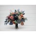 Wedding Bouquets in Navy Blue & Dusty Rose | Cascading Faux Bridal & Bridesmaid Bouquets