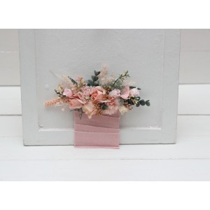 Pocket boutonniere in dusty pink, blush pink and cream color scheme. Flower accessories. Pocket flowers. Square flowers. 5232