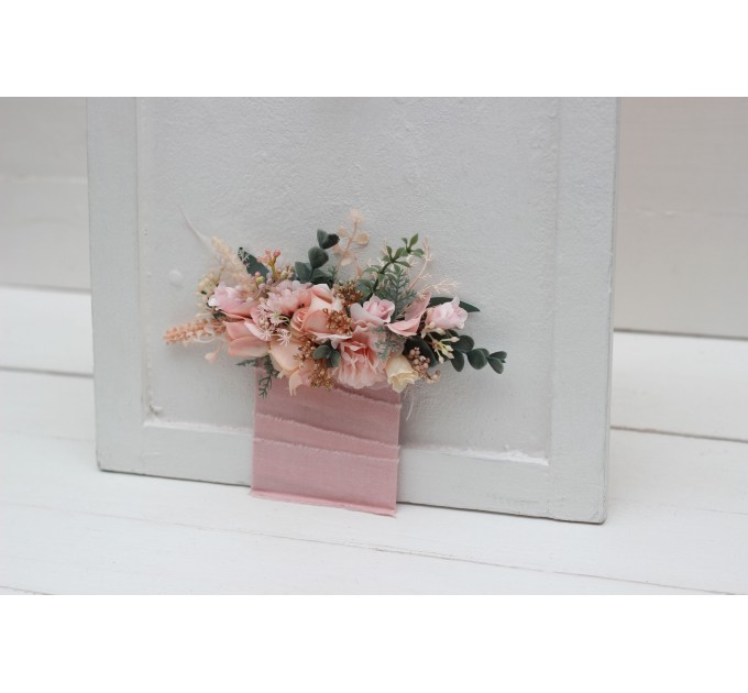 Pocket Boutonniere in Dusty Pink, Blush Pink & Cream | Square Faux Flower Accessories