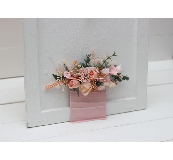 Pocket Boutonniere in Dusty Pink, Blush Pink & Cream | Square Faux Flower Accessories