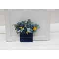 Pocket Boutonniere in Dusty Blue & Yellow | Square Faux Flower Accessories