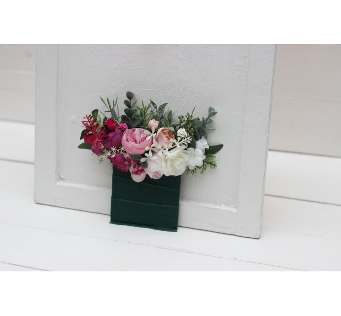 Pocket Boutonniere in White & Pink | Square Faux Flower Accessories