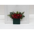 Red Roses Pocket Boutonniere for Winter & Christmas Weddings | Square Faux Flower Accessories