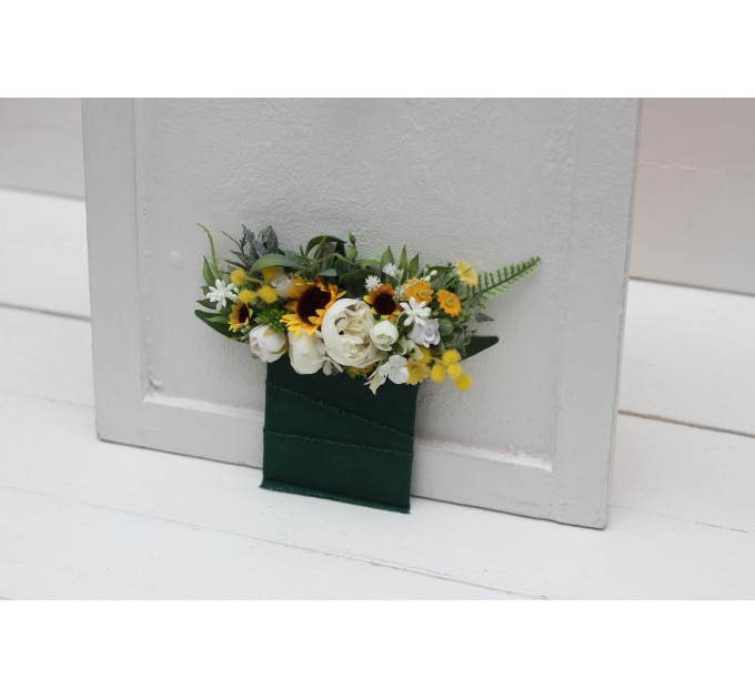 Sunflower Pocket Boutonniere in Yellow & White | Square Faux Flower Accessories