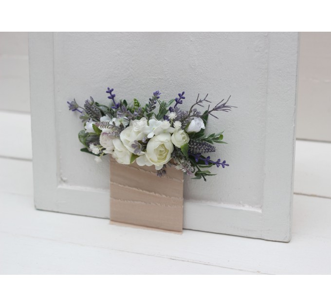 Pocket Boutonniere with Lavender & White Flowers | Square Faux Flower Accessories