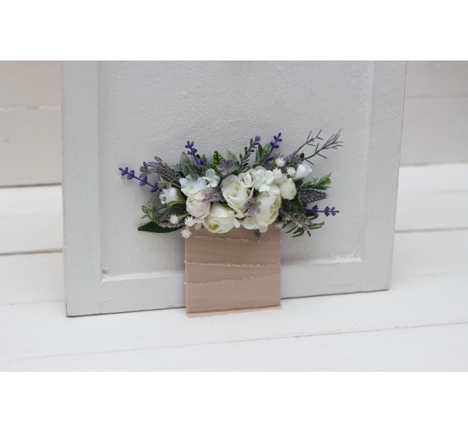 Pocket Boutonniere with Lavender & White Flowers | Square Faux Flower Accessories