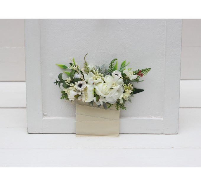 Pocket Boutonniere in Ivory & White | Square Faux Flower Accessories