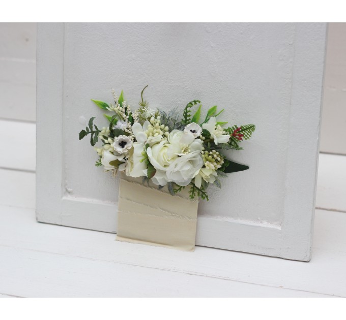 Pocket Boutonniere in Ivory & White | Square Faux Flower Accessories