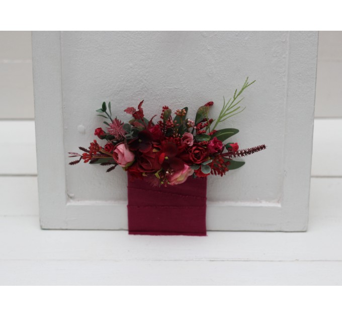 Pocket Boutonniere in Red & Hot Pink | Square Faux Flower Accessories