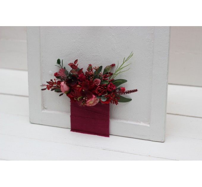 Pocket Boutonniere in Red & Hot Pink | Square Faux Flower Accessories