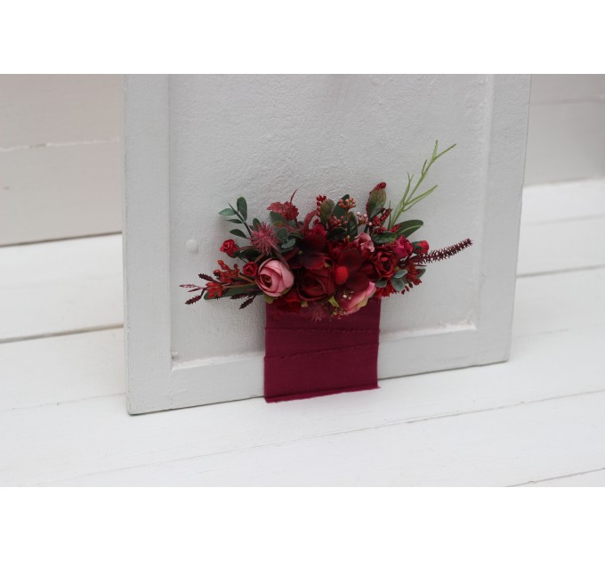 Pocket Boutonniere in Red & Hot Pink | Square Faux Flower Accessories