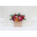 Pocket Boutonniere in Magenta & Orange | Square Faux Flower Accessories