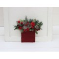 Red burgundy pocket boutonniere. Pine boutonniere. Winter wedding. Christmas wedding. Cone boutonniere. Flower accessories. Pocket flowers. Square flowers. 5244
