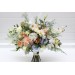 Spring & Summer Wedding Bouquets in Ivory, Yellow, Peach & Dusty Blue | Faux Cascading Bridal & Bridesmaid Wildflower Bouquets