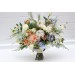 Spring & Summer Wedding Bouquets in Ivory, Yellow, Peach & Dusty Blue | Faux Cascading Bridal & Bridesmaid Wildflower Bouquets