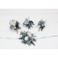 Wedding Boutonnieres & Wrist Corsage in Dusty Blue & White | Faux Flower Accessories